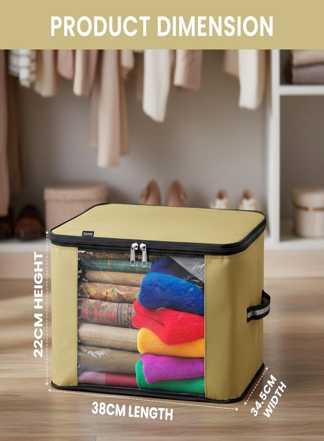 Storite 2 Pack Nylon Wardrobe Bag Underbed Moisture Proof Cloth Storage Organizer, Storage box for Clothes Saree Bags with Zippered Closure & Handle (Khaki,38x34.5x22 cm) - Image 2